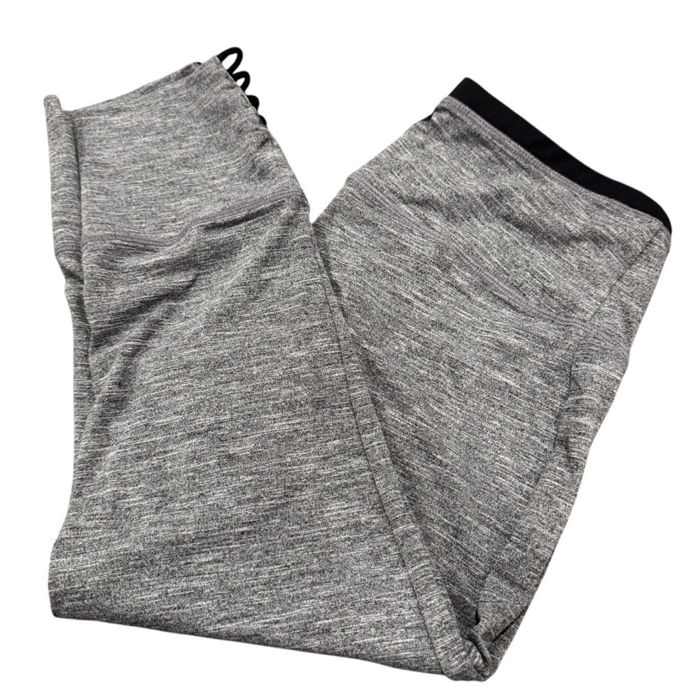 Prana Women's Tori Capri Legging Gray Heathered Crop Pants Ankle Strap Sz Sm